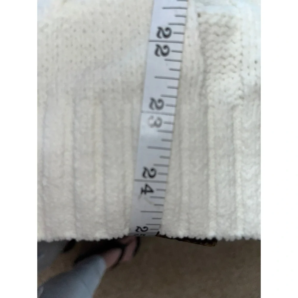 J. Jill Chenille Cable Knit‎ Sweater Womens Large Petite Cream White Crew Neck